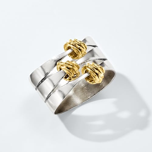 Ross-Simons Two-Tone Sterling Silver Wrapped Station Ring