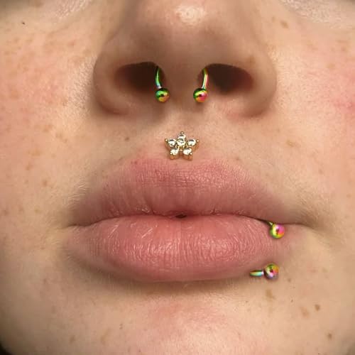 BodyBonita Anodized G23 Titanium Horseshoe Nose Ring Hoops for Women, 16G Septum Rings Circular Barbell, Conch Helix Daith Tragus Cartilage Lip Eyebrow Piercing Jewelry 8/10mm 2Pcs - color: Rainbow, Hand-Anodized