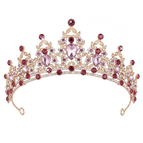 Kamirola - Queen Crown and Tiaras Princess Crown for Women Crystal Headbands for Bridal, Princess for Wedding and Party - color: Rose Pink
