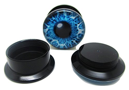 Blue Eye Ear Plugs - Acrylic - Screw on - Pair - 8 Sizes (0 Gauge (8mm))