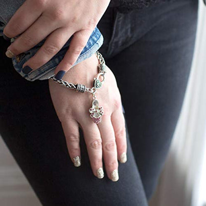 Silver Customized Charm Bracelet with Cubic Zirconia Jewelry - style: Ballerina Slipper