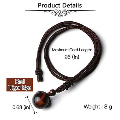 Jovivi Healing Crystals Necklace Natural Tiger Eye Amethyst Lucky Blessing Protection Chakra Beads Stone Pendant for Women Men Adjustable - color: Red Tiger Eye