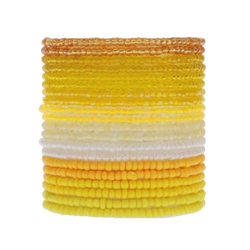 Boho Stackable Seed Beaded Bracelets for Women 18-20Pcs Colorful Handmade Multilayered Rice Bead Bracelet Set Summer Beach Bohemian Jewelry Gift - color: A-Yellow