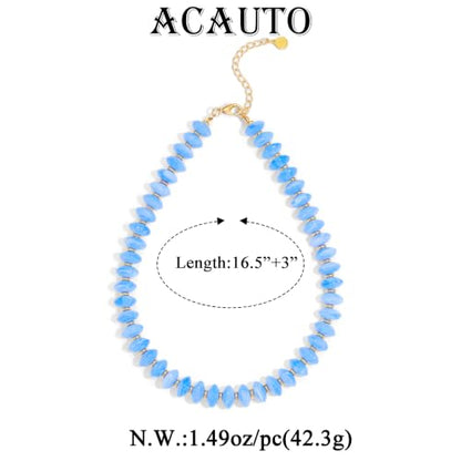 Acrylic Beaded Necklace for Women,Beach Strand Jewelry Gifts | Statement Necklace,Cute Trendy Handmade Jewelry for Women,Chunky Beaded Necklace,Resin Beads Choker - color: Sky Blue