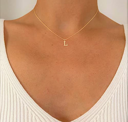 Foxgirl Gold Initial Necklaces for Women, Dainty Gold Letter Necklace Tiny A-Z Pendant Choker Necklace Trendy Cute Personalized Monogram Name Necklace Gold Jewelry Necklace for Women Gift | Tiny Letter Pendant on a Dainty Choker Chain, Personalized Everyd