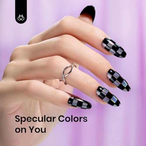 Beetles Chrome Nail Art Glitter 4 Colors Metallic Mirror Effect | Gold Silver Pink Pigment and Holographic Chrome Powder Diy Nail Art Manicure 0.5g/Jar - color: Mirror of Soul