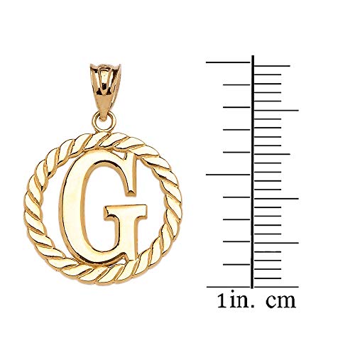 Polished 10k Yellow Gold Personalized Initial "A-Z" Roped Circle Charm Pendant - style: G