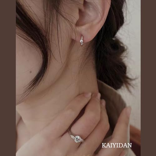 2 Pairs Gold/Silver Hoop Earrings For Women Set Trendy,14K Plated Gold Chunky Huggie Hoop Earings Pack,Oval Twisted Statement Silver Hoops,Fashion Jewelry Gift - color: B6 small chunky cz hoops set
