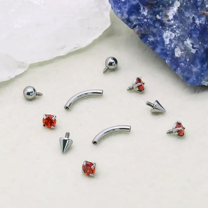16G Eyebrow Piercing Jewelry Surgical Steel Internal Thread Curved Barbell Tiny Eyebrow Ring Vertical Labret Lip Jewelry Ear Rook Small Christmas Belly Button Ring for Women Men - color: red