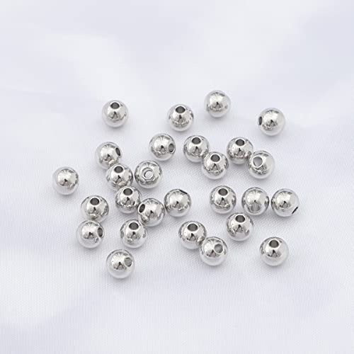 Platinum Plated Round Spacer Beads 6mm 30pcs for Jewelry Making Findings Non Tarnish - color: Platinum, size: 6mm