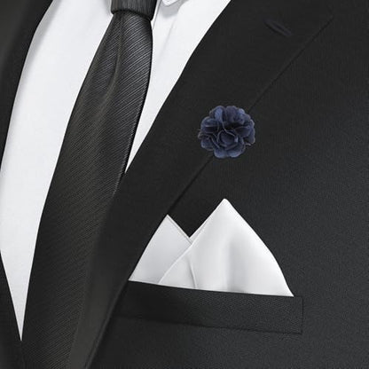 PATIKIL Flower Boutonnieres Pin, Lapel Pin for Men Camellia Flower for Suit Wedding Graduation Anniversary Graduation Outfit Accessories - color: Dark Blue