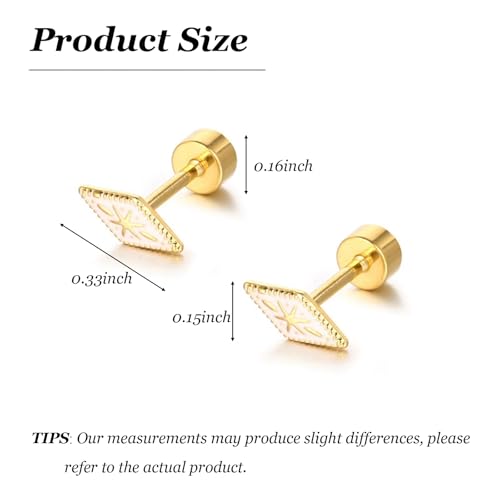 Square Stud Earrings for Women Boho Starburst Screw Back Earrings Geometric Flatback Cartilage Helix Earring 14K Gold Plated Hypoallergenic Jewelry Accessories for Party Outfits Trendy Jewelry Gifts - color: D-boho earrings