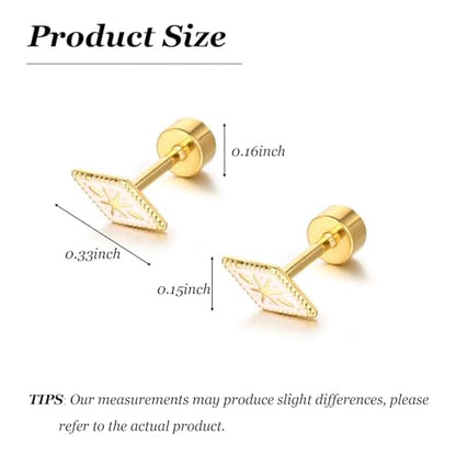 Square Stud Earrings for Women Boho Starburst Screw Back Earrings Geometric Flatback Cartilage Helix Earring 14K Gold Plated Hypoallergenic Jewelry Accessories for Party Outfits Trendy Jewelry Gifts - color: D-boho earrings