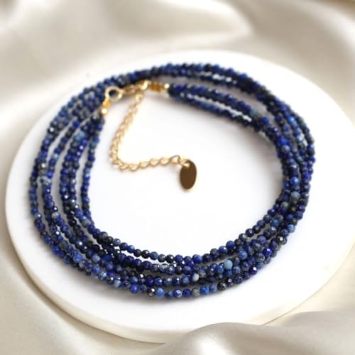 Gempires Layered Beaded Gemstone Necklace for Women, Boho Choker Birthstone | Handmade layered beaded gemstone necklace — triple-strand choker in natural stones, boho statement layering