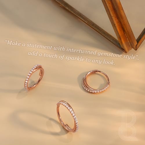 316L Stainless Steel 5A CZ Nose Rings Hoops Conch Helix Piercing Jewelry | Cartilage Earrings Tragus Rook Daith Piercing Jewelry, Septum Clicker Silver/Black/14K Gold Plated, 6-12mm, 16G/18G/20G - color: Rose gold, Duo Hoop, 20G, size: 20g(0.8mm)-8mm-TopP