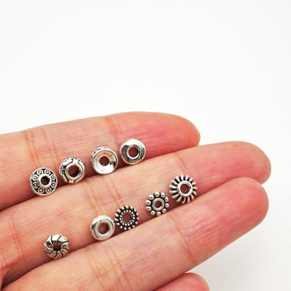 INSPIRELLE 450 Pieces Antique Silver Spacer Beads 6mm Metal Alloy Heishi Flat Rondelle Loose Beads for Bracelet Necklace Earring Jewelry Making - color: 450x Heishi Rondelle 6mm