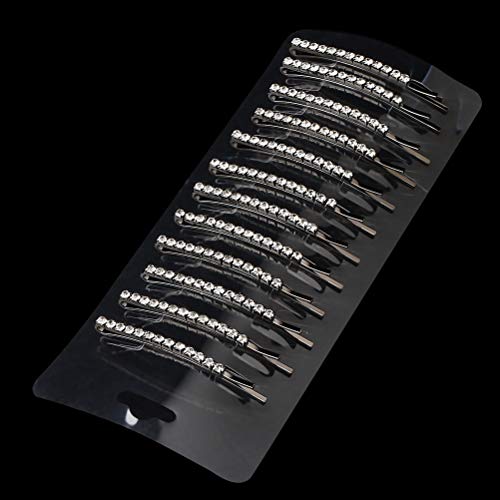 12 Pieces Rhinestone Bobby Pins, Silver Metal Hair Clips Diamond Bobby Pins Crystal Hair Pin for Prom Bridal Wedding Hair Accessories Gift Stocking Stuffers for Women Girls - color: Silver