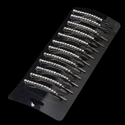 12 Pieces Rhinestone Bobby Pins, Silver Metal Hair Clips Diamond Bobby Pins Crystal Hair Pin for Prom Bridal Wedding Hair Accessories Gift Stocking Stuffers for Women Girls - color: Silver
