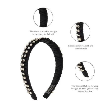 Rhinestone Headbands for Women Long Short Hair Comfortable - color: Double Rhinestone Headbands
