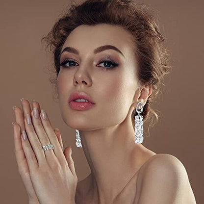 Women's Statement Clip-On Earrings Hypoallergenic Lightweight Clip Earrings - color: silver geometry
