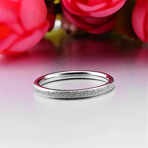 Fashion Month Womens 2mm Stainless Steel Sand Blast Finish Silver Wedding Band Engagement White Gold Domed Ring
