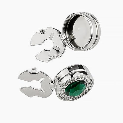Mens Button Covers Tuxedo Shirt Cufflinks Alternative | Fake cufflinks and alternative fashion jewelry accessories for mens formal business dress shirts suits and groomsmen - color: H Silvery Benzar Green