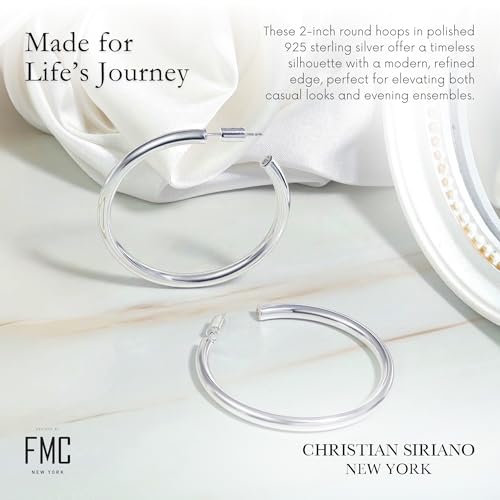 18K Gold Plated Sterling Silver Earrings for Women – Pure & Polished, Twist, Square, Hinged Tube, Abstract & Heart Shape Hoops – Lightweight, Hypoallergenic, Non-Tarnish Jewelry (Sizes: 3x35mm-46x30mm) - color: Silver, size: Polish Hoop (3x40mm)