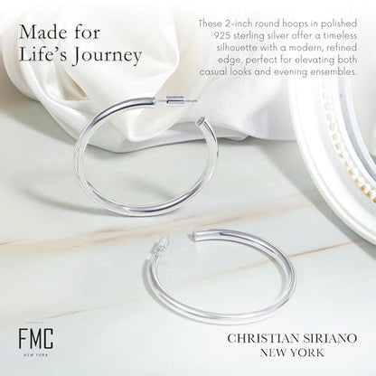 18K Gold Plated Sterling Silver Earrings for Women – Pure & Polished, Twist, Square, Hinged Tube, Abstract & Heart Shape Hoops – Lightweight, Hypoallergenic, Non-Tarnish Jewelry (Sizes: 3x35mm-46x30mm) - color: Silver, size: Polish Hoop (3x40mm)