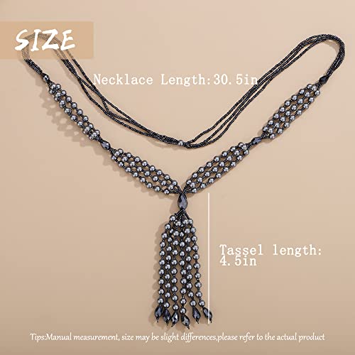 Aimimier Bohemian 3-Strand Faux Pearl Knot Beaded Necklace - color: Gray