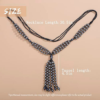 Aimimier Bohemian 3-Strand Faux Pearl Knot Beaded Necklace - color: Gray