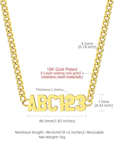 GoldChic JEWELRY Name Necklace Personalized for Men, Womens Custom Name Plate Chain, Stainless Steel Customized Old English Nameplate Choker with Curb Chains Custom, 16 inches to 30 inches - color: Curb Chain 4 mm - Gold(Small Pendant)