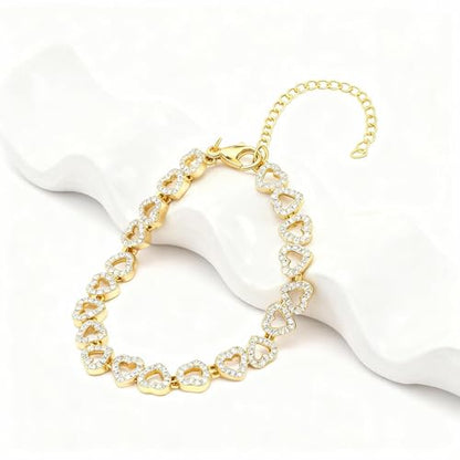 Dainty Bracelet Chain Bracelet Minimalist Jewelry Layering Heart Bracelets Valentines Day Bracelets Gift for Her - color: A3:rhinestone bracelet