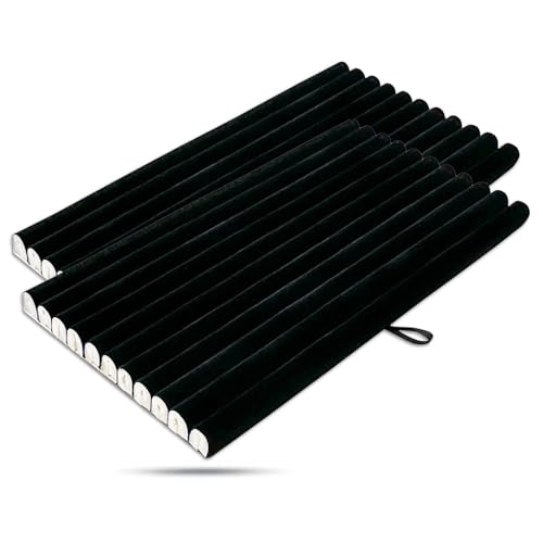 2-Pack 10-Slot Rolls Velvet Foam Padding Jewelry Inserts - Tray/Case Liners - Ring Holder, Earrings Organizer (Black) by The Display Guys - color: Black, size: Roll Slots - 10