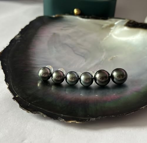 Gifts for Wife Anniversary 18K Gold Pearl Stud Earrings for Women- Genuine Handpicked Nature Tahitian Black Pearls Earring- Birthday Christmas Mothers Day Valentine's Jewelry Gifts - color: 18K White Gold Plated Sterling Silver