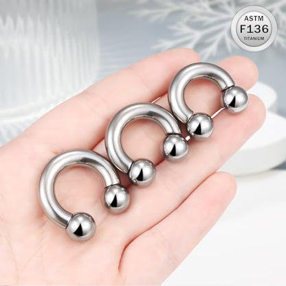 Ruifan 20G 18G 16G 14G 12G 8G 6G 4G 2G Horseshoe Nose Ring Titanium Septum Rings Piercing Jewelry Internally Threaded Gauges Cartilage Conch Helix Rook Lip Tragus Earring Hoop Eyebrow For Women Men - size: 2G