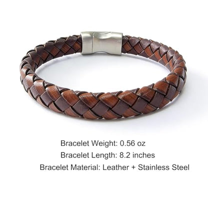 Italian Men's Leather Bracelet Jewelry Gift | Men's Accessory, Leather Band, Stainless Steel, Wrist Bracelet