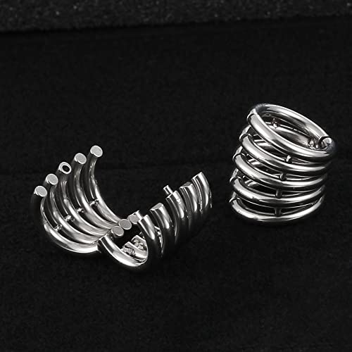 Casvort 2 PCS Hypoallergenic 316 Stainless Steel 00G/3/4'' Stacked Ring Cuffs for Stretched Lobe Ear Gauges Plugs Ear Tunnels Stretcher Earring Studs Clip on Cartilage Body Piercing Jewelry - color: Silver 10mm (00g)
