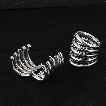 Casvort 2 PCS Hypoallergenic 316 Stainless Steel 00G/3/4'' Stacked Ring Cuffs for Stretched Lobe Ear Gauges Plugs Ear Tunnels Stretcher Earring Studs Clip on Cartilage Body Piercing Jewelry - color: Silver 10mm (00g)