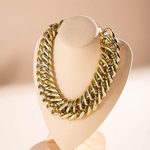 Chunky Gold Chain Necklace for Women Big Chunky Choker Necklace Gold Cuban Link Chain Necklaces Punk Hip-Hop Necklaces Costume Jewelry Gift - color: Gold06