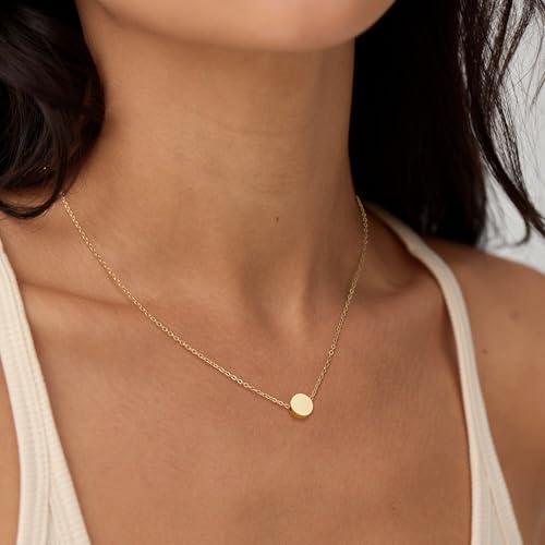 Valloey Rover Gold Necklaces for Women | Dainty 14K Gold/Sterling Silver Plated Cubic Zirconia Star Moon Pendant Necklaces Twist Rope Chain Simple Jewelry for Women - style: Gold-dot