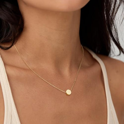Valloey Rover Gold Necklaces for Women | Dainty 14K Gold/Sterling Silver Plated Cubic Zirconia Star Moon Pendant Necklaces Twist Rope Chain Simple Jewelry for Women - style: Gold-dot
