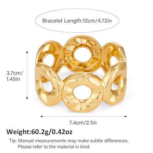 Chunky Gold Bangles Bracelet for Women Trendy Statement Bracelet Dainty Charm Gold Jewelry - color: Oval Bracelet - GD