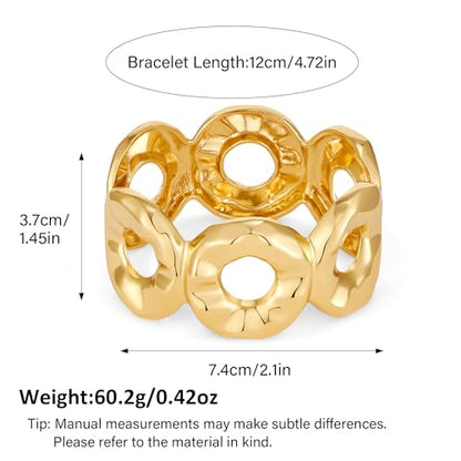 Chunky Gold Bangles Bracelet for Women Trendy Statement Bracelet Dainty Charm Gold Jewelry - color: Oval Bracelet - GD