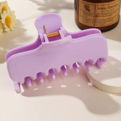 Ivyu 4-Inch Large Rounded Rectangle Hair Claw Clip for Women, Strong Hold | Smooth rounded teeth and a strong spring provide a secure hold for full updos on fine to medium hair. - color: Light purple