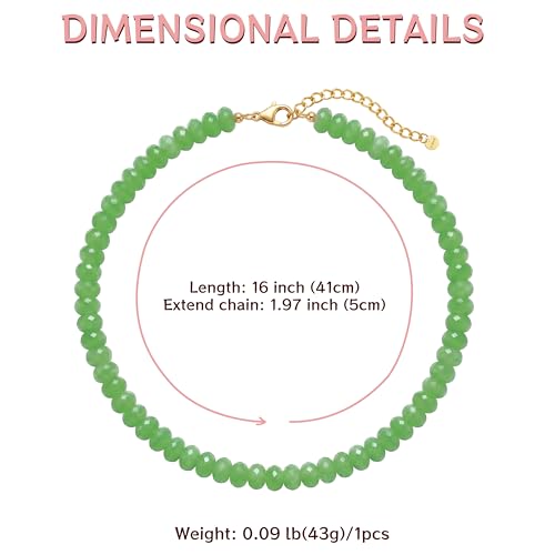 Gemstone Beaded Necklace for Women Colorful Natural Stone Freshwater Pearl Surfer Beach Rainbow Necklace Jewelry Gift - color: Green