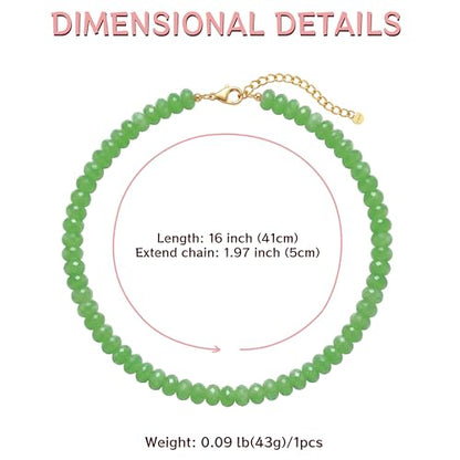 Gemstone Beaded Necklace for Women Colorful Natural Stone Freshwater Pearl Surfer Beach Rainbow Necklace Jewelry Gift - color: Green