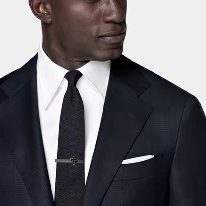 Tie Clips for Men Classic Tie Clip Set Necktie Tie Bar Clips jewelry Box Gift - color: Black