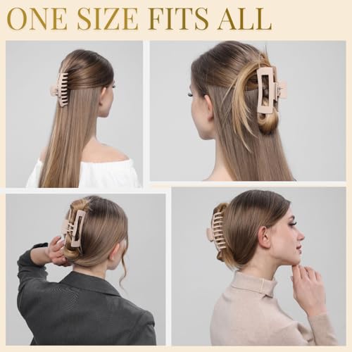 Blond Hair Clips for Women - 8 Pack 4.3 Inch Large Matte Banana Claw Clips for Women Thin Thick Curly Hair, Big Strong Hold jaw - color: Blond