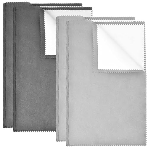 SEVENWELL Silver Polishing Cloth, Jewelry Cleaner Cloth for Sterling Silver Jewelry, Gold, Platinum, Silverware, Diamonds, Gemstones, Coins (2pcs Dark Gray and 2pcs Light Gray (Large)) - color: 2pcs Dark Gray and 2pcs Light Gray (Large)