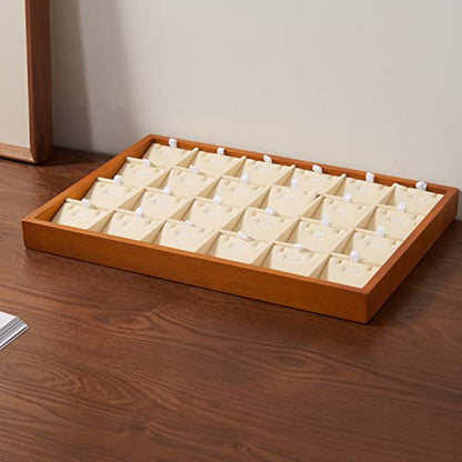 Oirlv Wooden Jewelry Tray,Jewelry Drawer Organizer,Necklace Display Tray | Stackable Design,Keep Necklaces Bracelets Flat and Untangled,Organizing and Presentinge Legantly on Dressers&in Dresser - color: Creamy-white 24 grid necklace/pendant jewelry tray